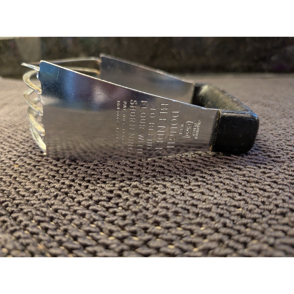 Vintage EKCO Chromium Plated Dough Blender Pastry Cutter Black Handle‎ USA Made